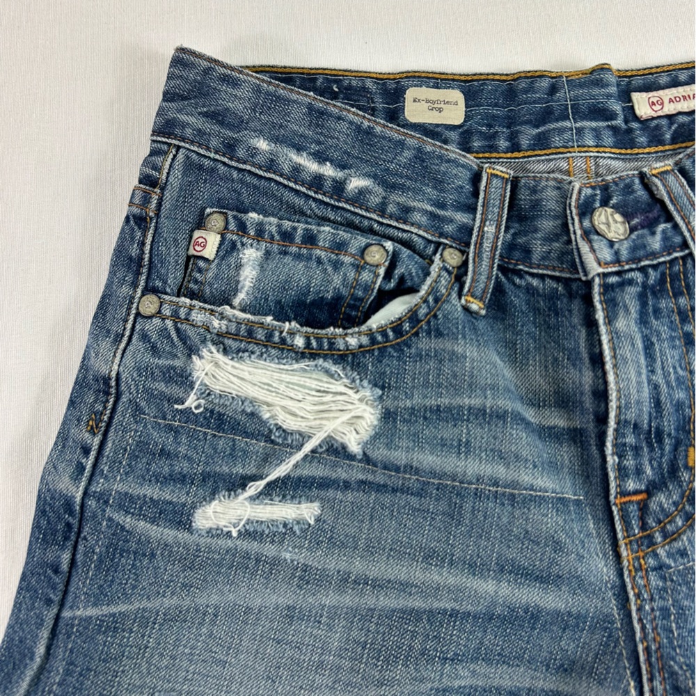AG Adriano Goldschmied Ex Boyfriend Crop Distressed Jeans Women’s 24 R Mid Rise - Picture 8 of 12